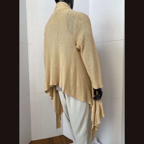 Lauren Ralph Lauren Buttery Tan Beige Ruffled Hi Lo Knit Cardigan One Size - Picture 5 of 12